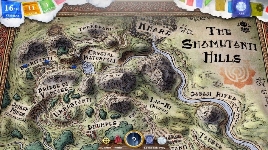 أفضل ألعاب أندرويد 2023 (مجانية ومدفوعة) 25 A map of the world in Sorcery! with place names and geographical features