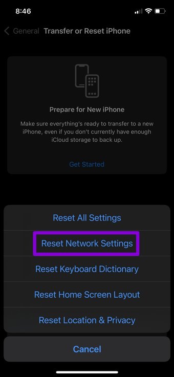 إصلاح مشكلة عدم تحميل الأغاني من سبوتيفاي على أندرويد وآيفون 36 إعادة ضبط إعدادات الشبكة في الجوال