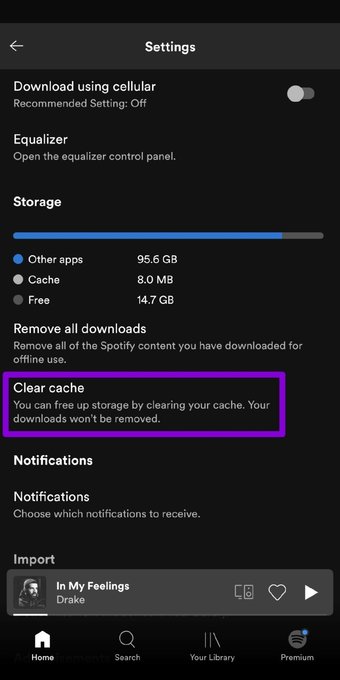 امسح ذاكرة التخزين المؤقت Spotify