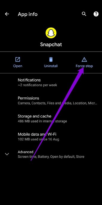 فرض إيقاف سناب شات على أندرويد