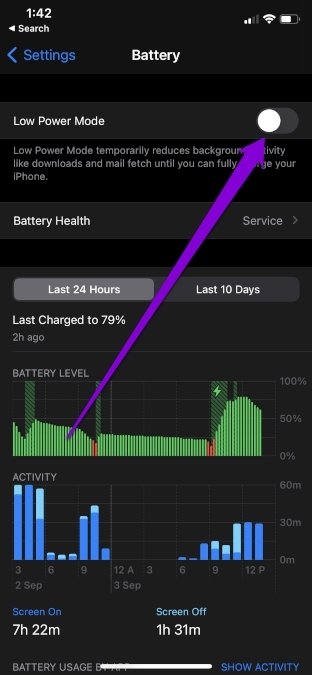 أفضل 7 طرق لإصلاح مشكلة خرائط جوجل تظهر موقع خاطئ 51 قم بإيقاف وضع الطاقة المنخفضة في الجوال