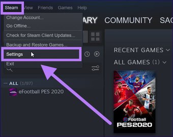 إعدادات ستيم