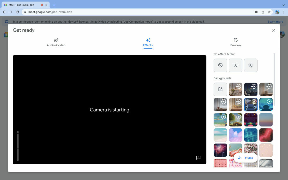 المؤثرات المرئية لـ Google Meet: طريقة إضافة تأثيرات بصرية أثناء مكالمة فيديو Google Meet