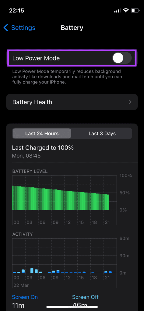 أفضل 8 طرق لإصلاح تعتيم شاشة آيفون تلقائيًا 32 وضع الطاقة المنخفضة