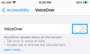 حل مشكلة بطء فتح كاميرا آيفون 20 Disable VoiceOver on آيفون