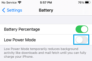 حل مشكلة بطء فتح كاميرا آيفون 22 Disable Low Power Mode on آيفون