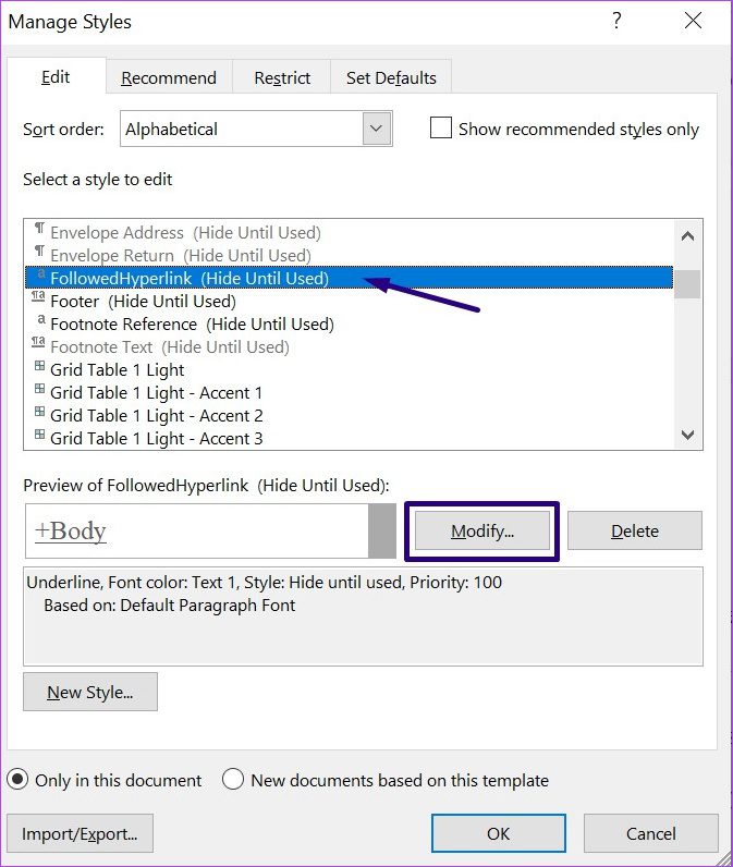 طريقة تنسيق وتعديل الارتباطات التشعبية في مايكروسوفت وورد 68 طريقة تنسيق الارتباطات التشعبية في مايكروسوفت وورد