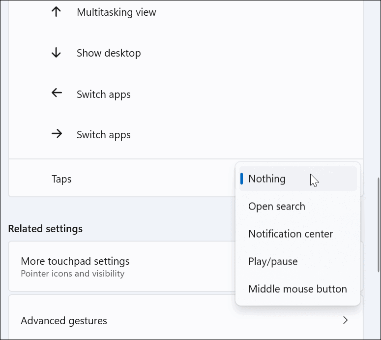 9 لا شيء تعيين إيماءة أربعة أصابع