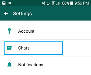 Chats Tab in واتساب Settings