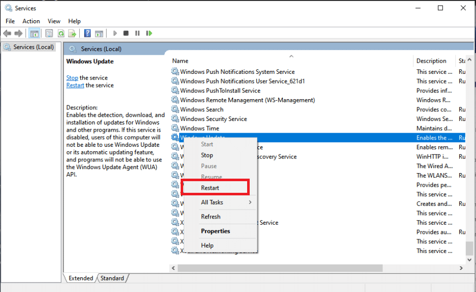 أعد تشغيل خدمة ويندوز Update. إصلاح ويندوز Update يأخذ إلى الأبد