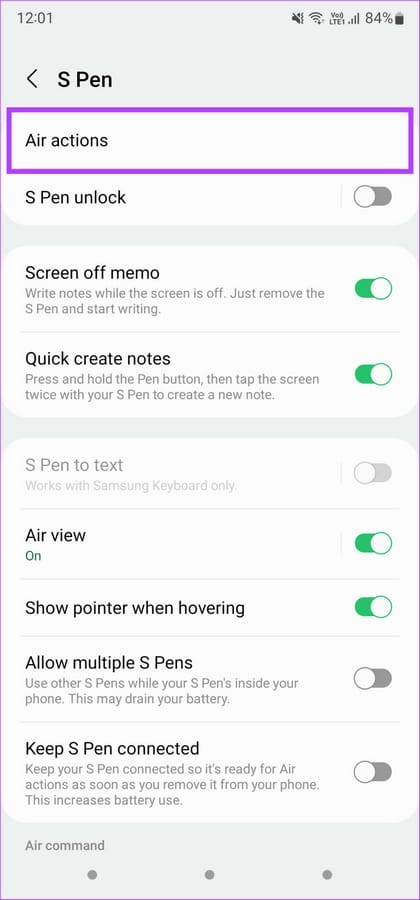 أفضل 7 طرق لإصلاح قلم S Pen لا يعمل على أجهزة سامسونج جالكسي 40 الإجراءات الجوية