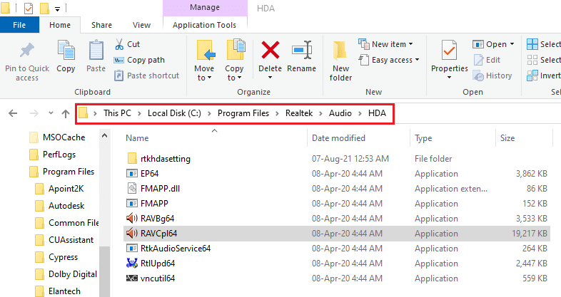 إصلاح عدم فتح برنامج Realtek Audio Manager 55 اتبع مسار الموقع لفتح مجلد HDA