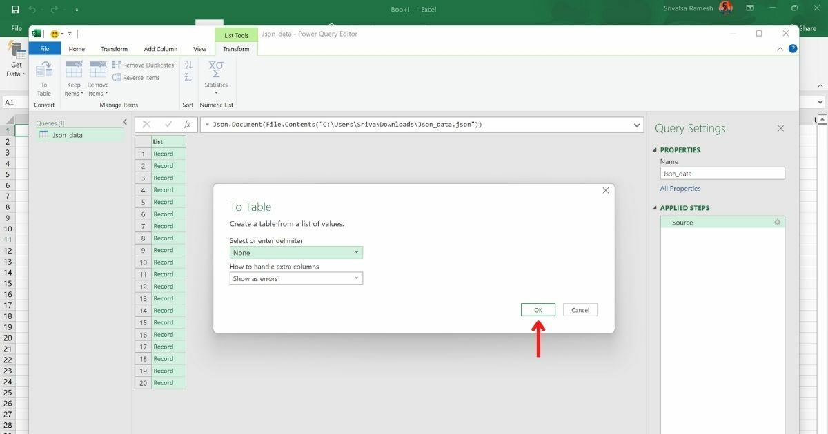 تحويل ملف JSON إلى XLSX باستخدام مايكروسوفت اكسل 12 629c2d8949df8 تحويل ملف JSON إلى XLSX باستخدام مايكروسوفت اكسل