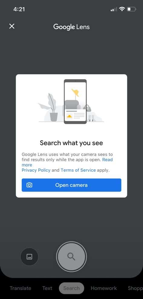 عدسة جوجل آيفون