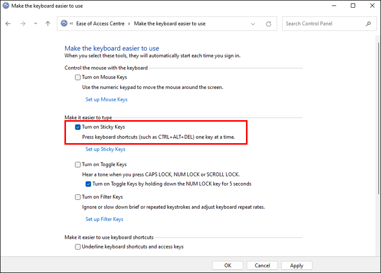 62e5687a680e7 كيفية إيقاف ثبات المفاتيح على Windows أو Mac أو Chromebook
