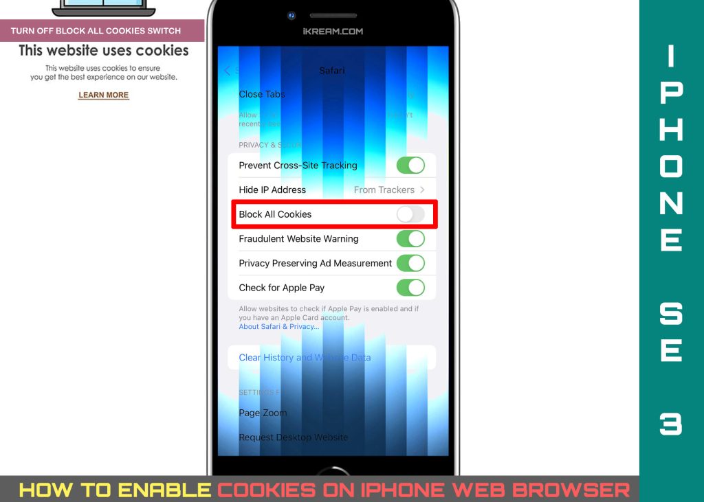 62efcab5536c7 كيفية تفعيل الكوكيز على آيفون Safari
