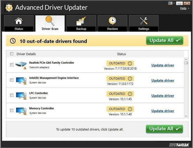 Comment résoudre l'erreur AsIO3.sys sur votre PC 7 Advanced Driver Updater screen