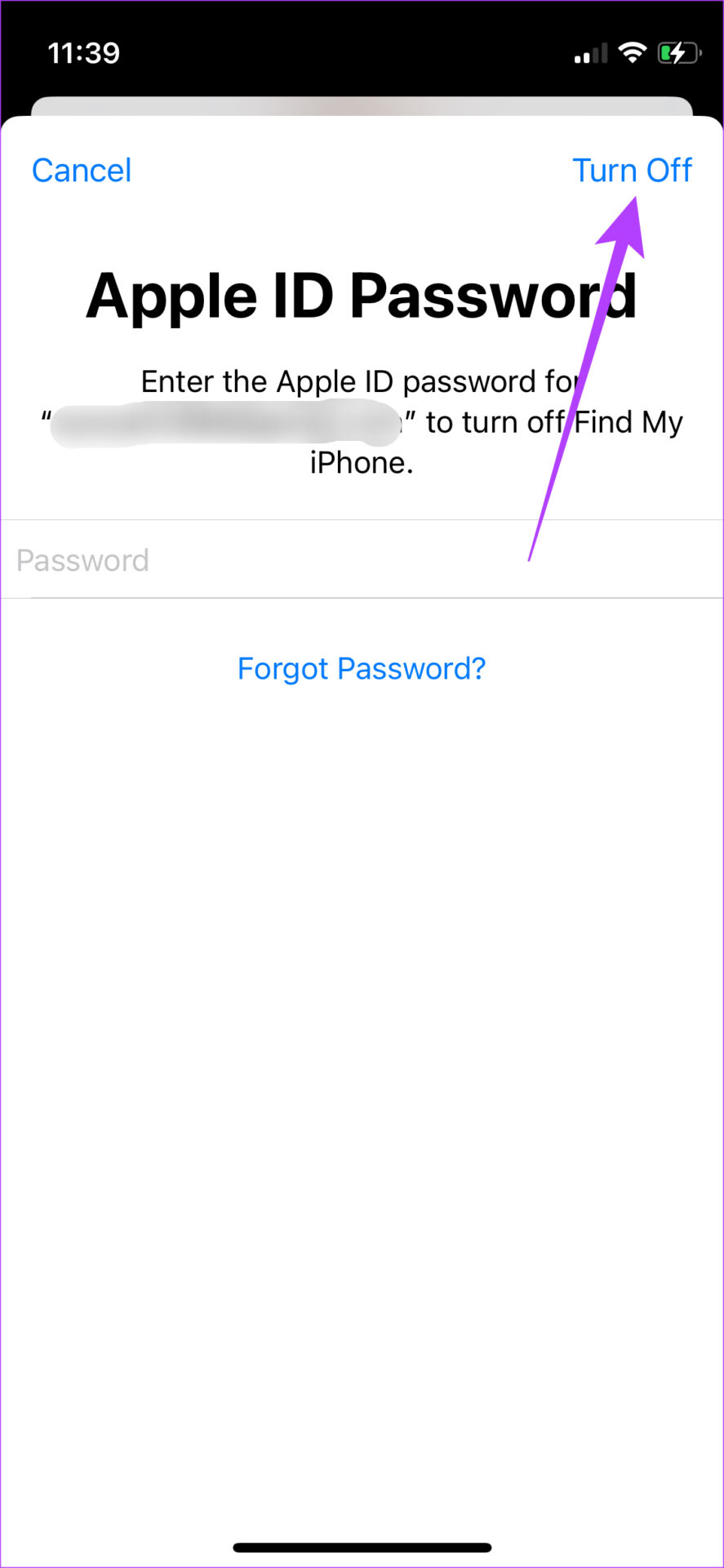 Turn off iCloud account