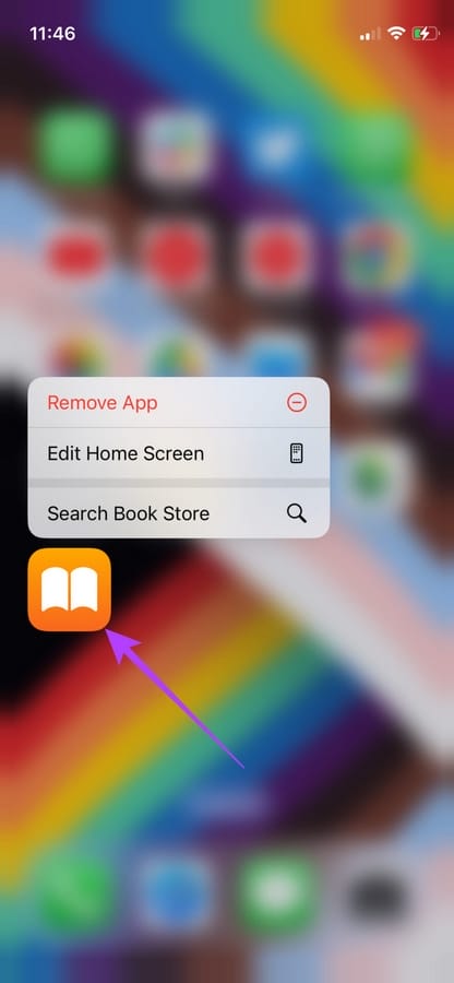Press and hold books icon