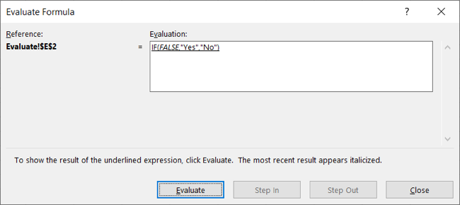 Equal to result is false