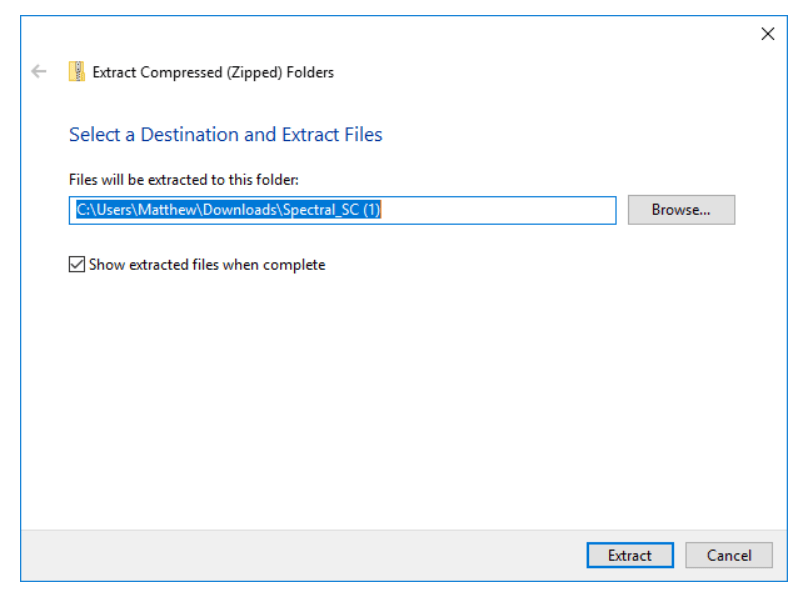 Extract Files Window