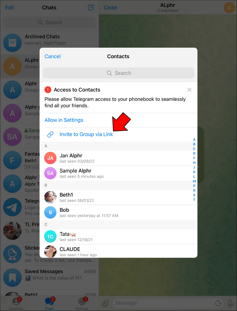 Comment créer un lien vers un groupe dans Telegram ? 33 How to Create a Link in Telegram on an iPad 5 1 1 Comment créer un lien vers un groupe dans Telegram ?