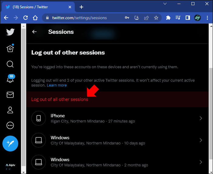 How to Force Logout of All Twitter Instances on a PC 6 1 Comment se déconnecter de Twitter (X) sur un PC ou un appareil mobile ?