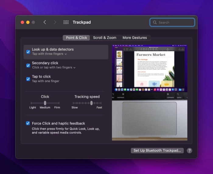 mac trackpad settings