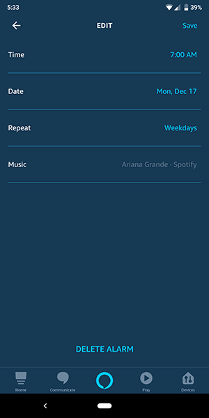 Screenshot 20181214 173304 Comment régler l'alarme Amazon Echo pour qu'elle vous réveille en musique ?