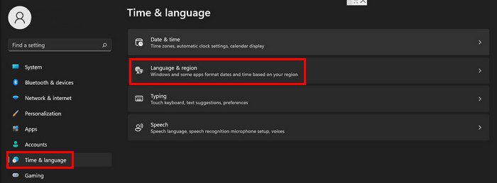 Time and language Windows 11