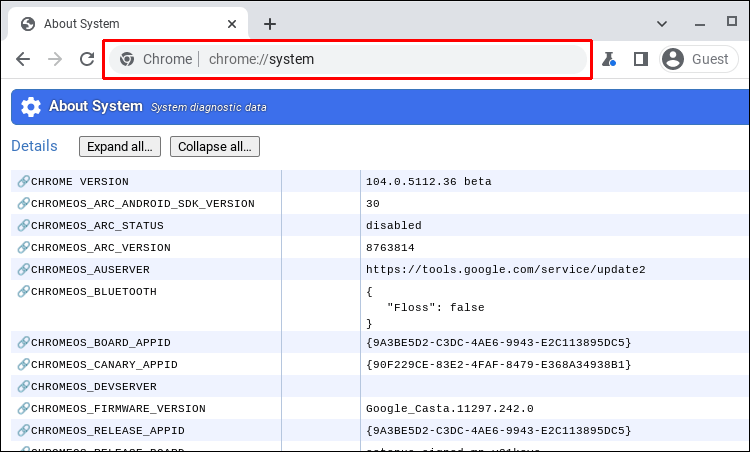 Comment trouver le numéro de modèle d'un Chromebook ? 7 Use Chromes About Page 1 Comment trouver le numéro de modèle d'un Chromebook ?