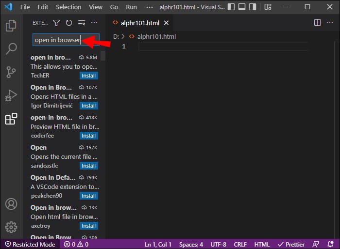 Visual Studio Code 5 1 1 Comment ouvrir dans le navigateur à partir du code VS