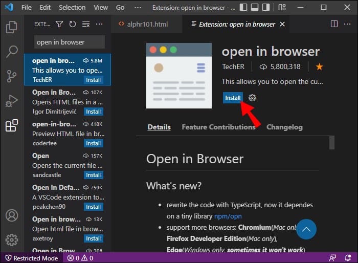 Visual Studio Code 6 2 1 Comment ouvrir dans le navigateur à partir du code VS