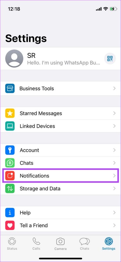 WhatsApp Notificartions settings