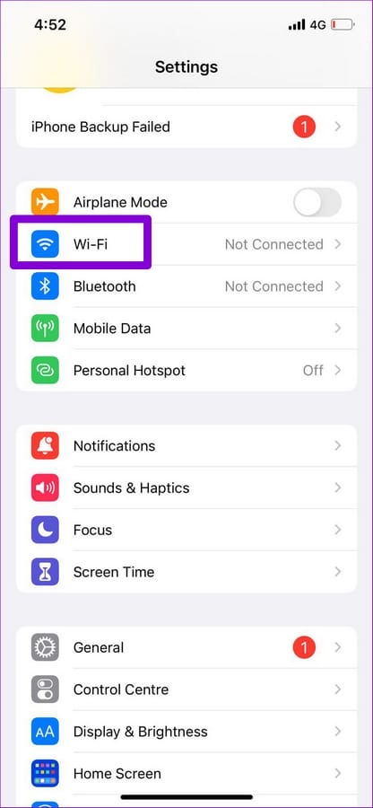 7 Façons de réparer l'absence de connexion à Internet de Facebook Messenger 5 Wi Fi Settings on iPhone 2 1 7 Façons de réparer l'absence de connexion à Internet de Facebook Messenger