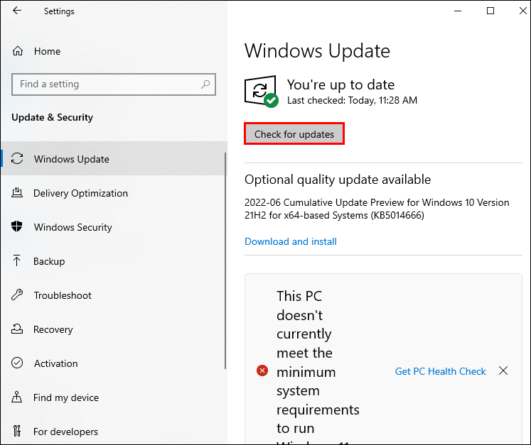check updates 1 Comment réparer la touche Shift S de Windows qui ne fonctionne pas
