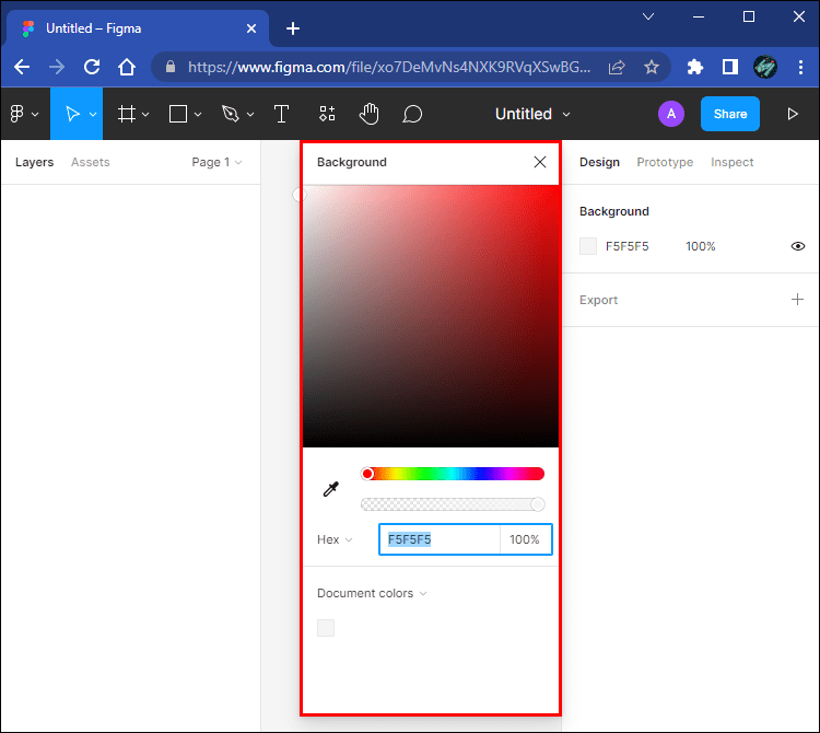 color picker1 1 Comment changer la couleur de l'arrière-plan dans Figma