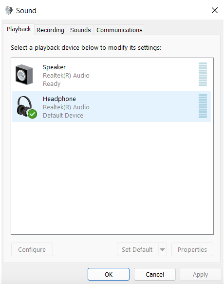 default playback device