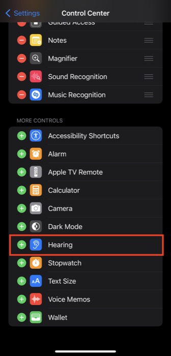enabling hearing control in control center