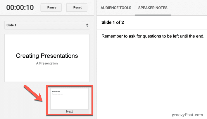 Comment imprimer des diapositives Google avec des notes 3 Changing slides in Google Slides