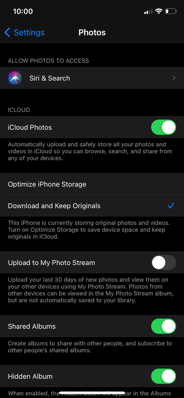 iOS Turn on iCloud Photos 2 1 iPhone'da Yinelenen Fotoğrafları Silme