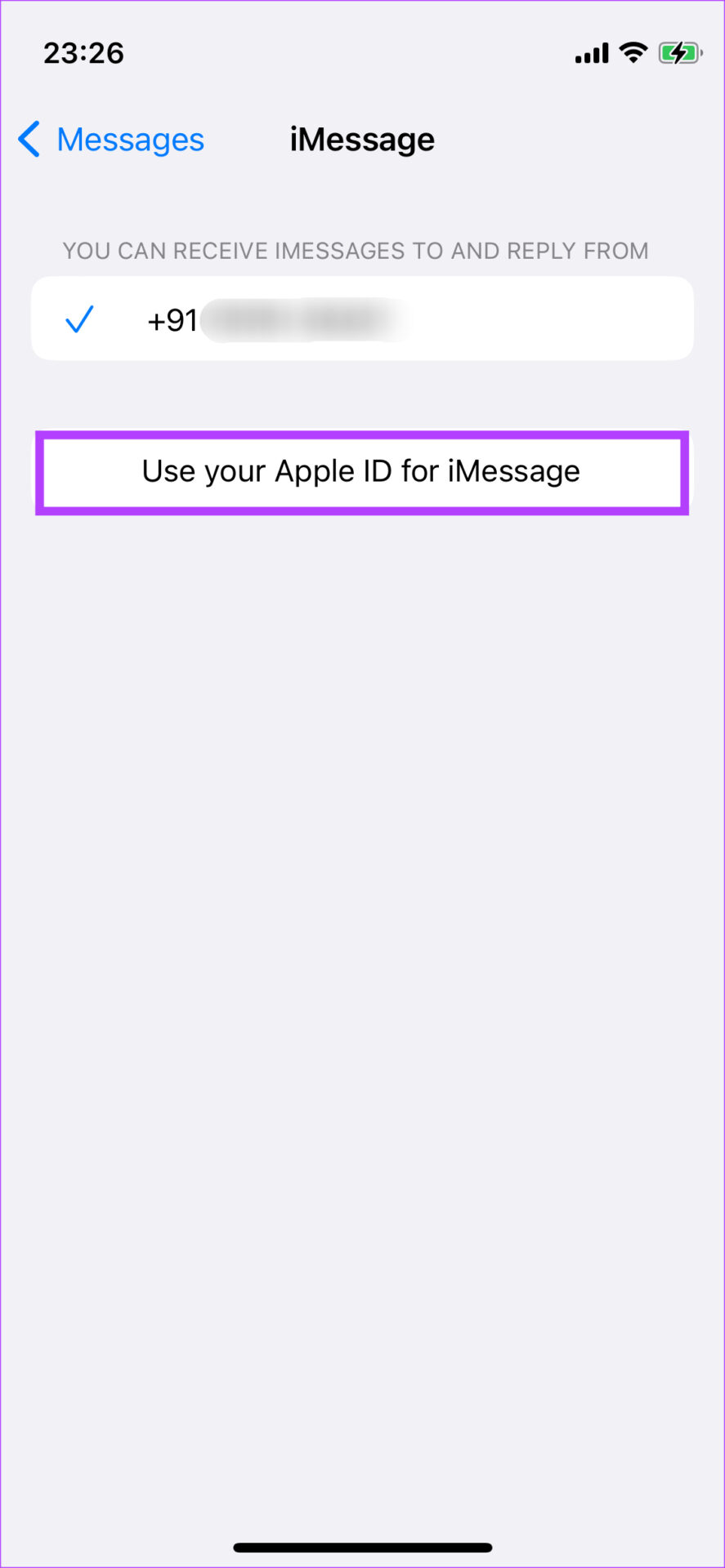 use Apple ID for messages
