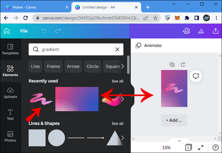 1 9 كيفية عمل خلفية متدرجة الألوان في Canva