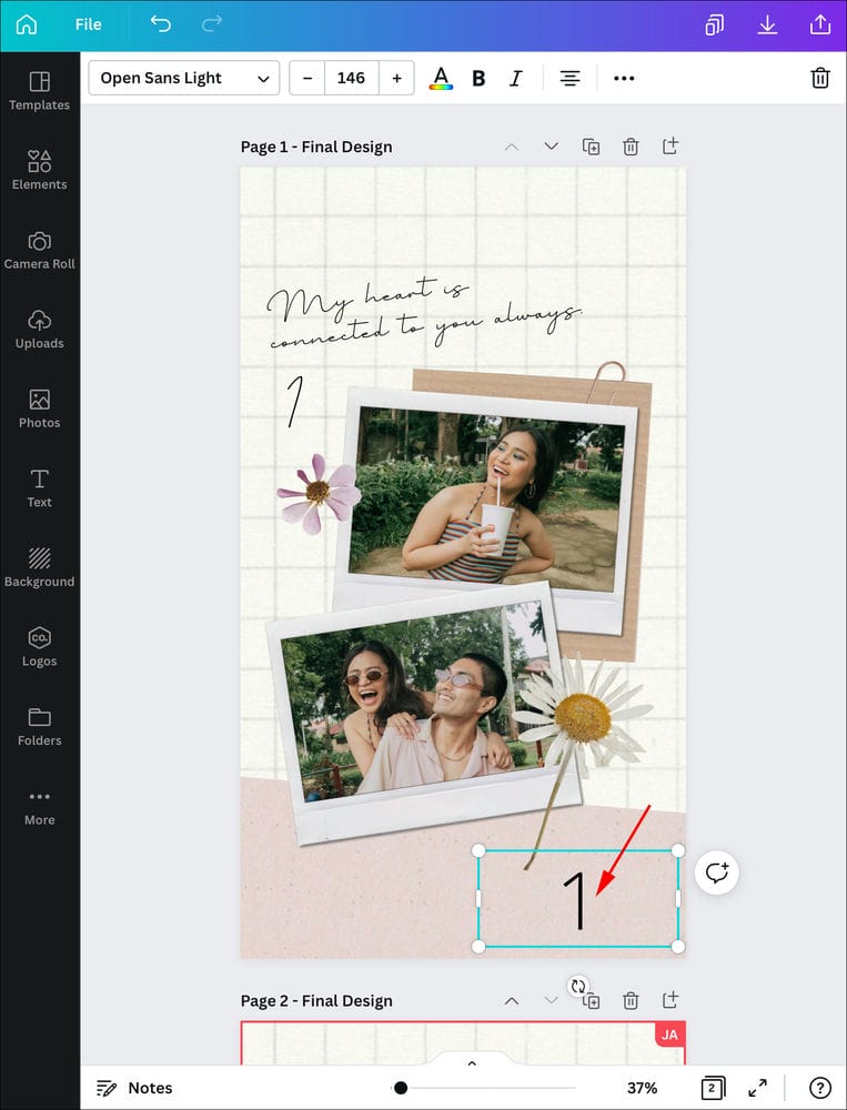 How to Add Page Numbers in Canva on an iPad 10 كيفية إضافة أرقام الصفحات في Canva