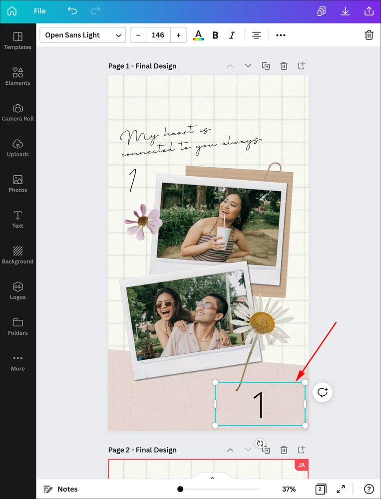 How to Add Page Numbers in Canva on an iPad 6 كيفية إضافة أرقام الصفحات في Canva