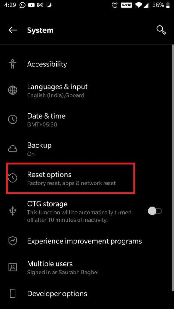 6 طرق لإيقاف تشغيل بلوتوث تلقائيًا على Android 11 Reset option min 6 طرق لإيقاف تشغيل بلوتوث تلقائيًا على Android