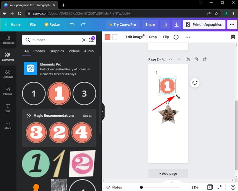 Use Number Elements 5 كيفية إضافة أرقام الصفحات في Canva