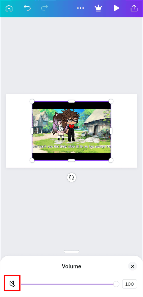 and black كيفية إزالة الصوت من الفيديو في Canva