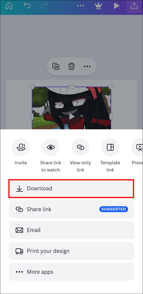 and down كيفية إزالة الصوت من الفيديو في Canva
