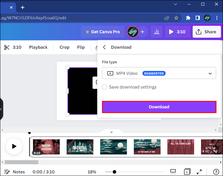 down 1 كيفية إزالة الصوت من الفيديو في Canva